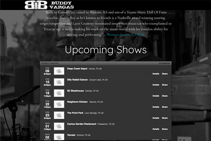 Buddy Vargas Website Screenshot