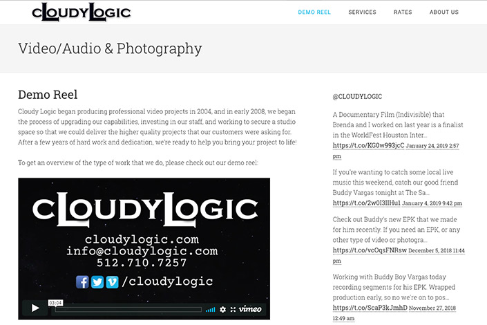 Cloudy Logic Studios Website Screenshot