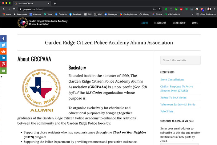 GRCPAAA Website Screenshot
